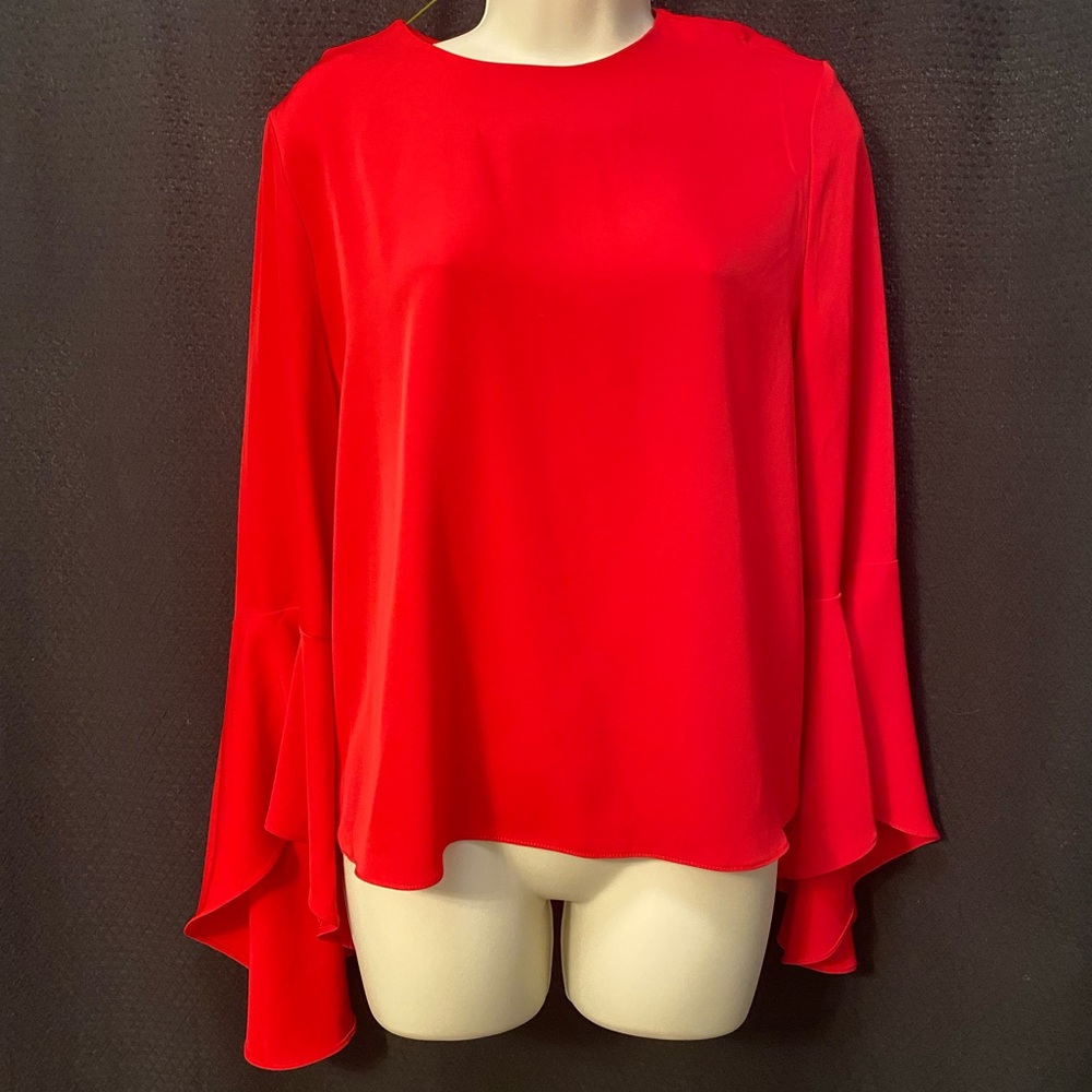 Red Bell Sleeve Blouse